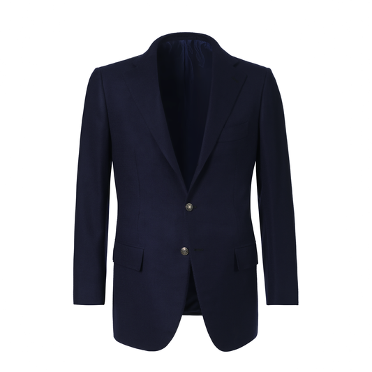 Single-Breasted Wool Club Jacket in Navy Blue