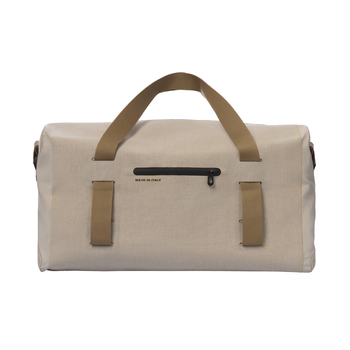 Linen Travel Duffle Bag in Light Beige