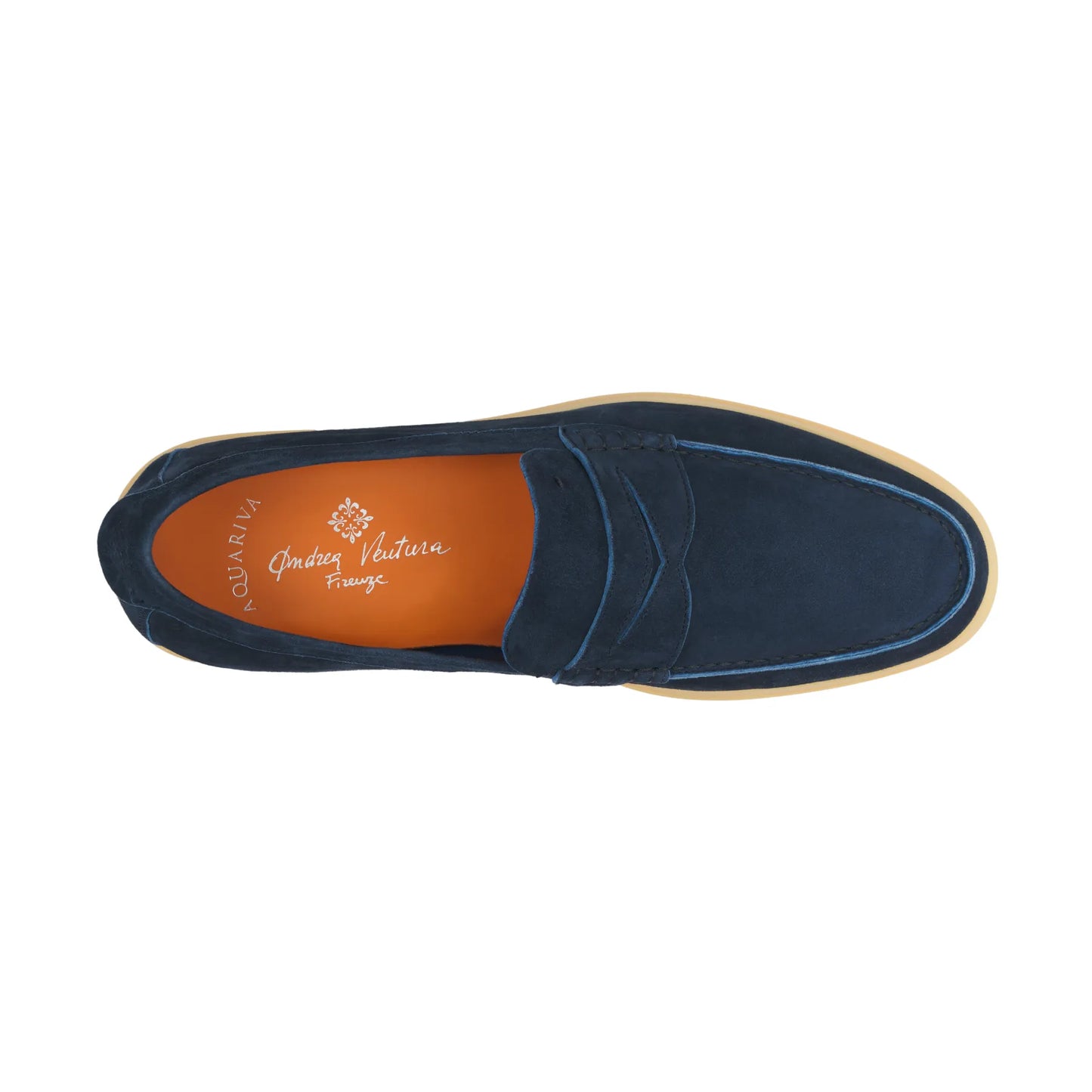 «Aquariva-M» Suede Penny Loafer in Navy Blue