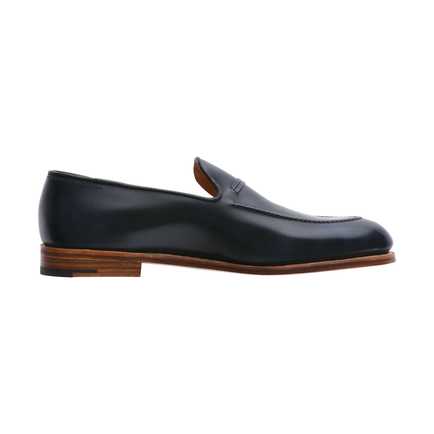 John Lobb "Amble" Classic Leather Loafer with Hand-Stitched Apron in Blue - SARTALE