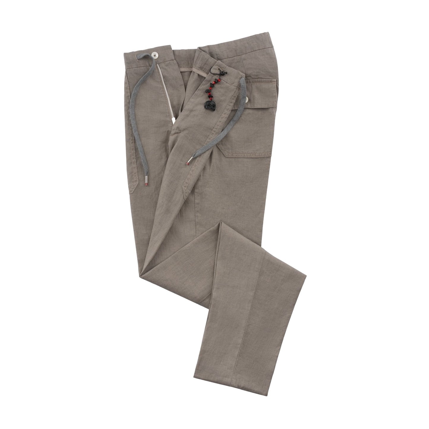 Marco Pescarolo Regular-Fit Linen-Stretch Drawstring Taupe Trousers - SARTALE