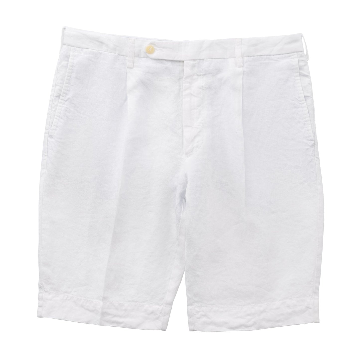 Rota Pleated Linen Bermuda White Shorts - SARTALE
