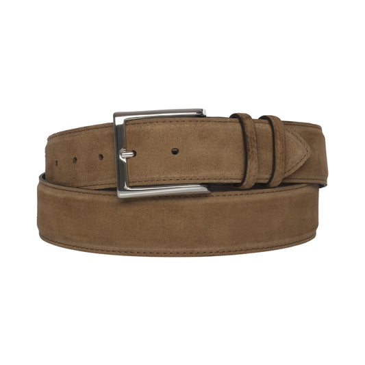 Bontoni Suede Leather Belt in Ardesia Brown