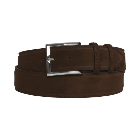 Bontoni Suede Leather Belt in Brown