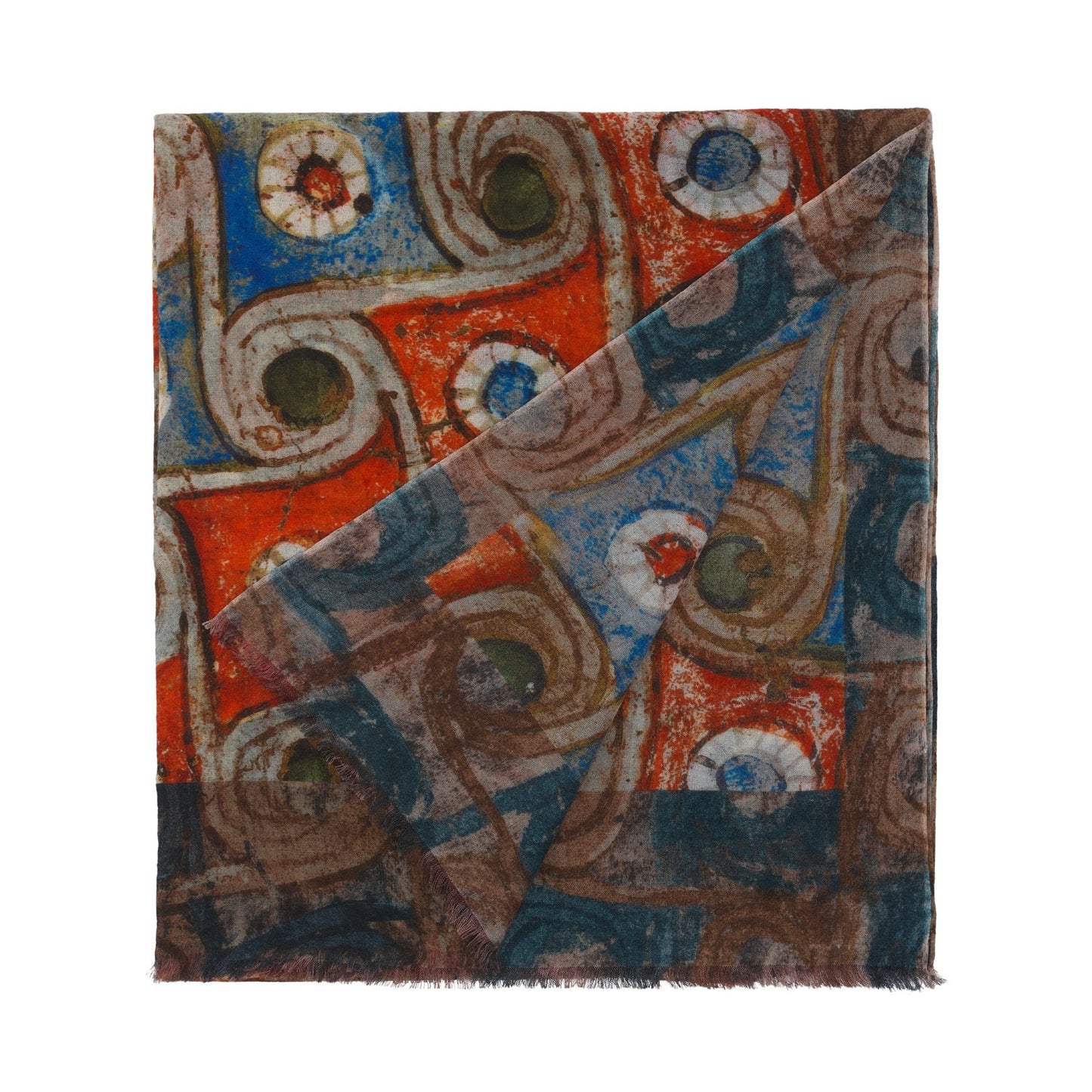 Bontoni Fringed Multicolor Printed Cashmere Scarf (8) - SARTALE