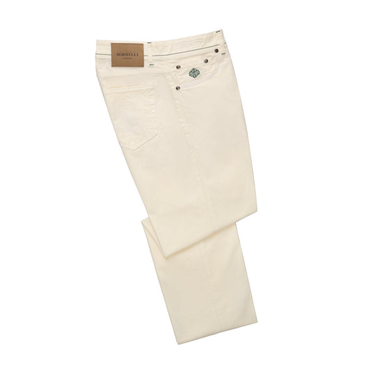 Luigi Borrelli Stretch-Cotton 5-Pocket Trousers in Cream Beige - SARTALE