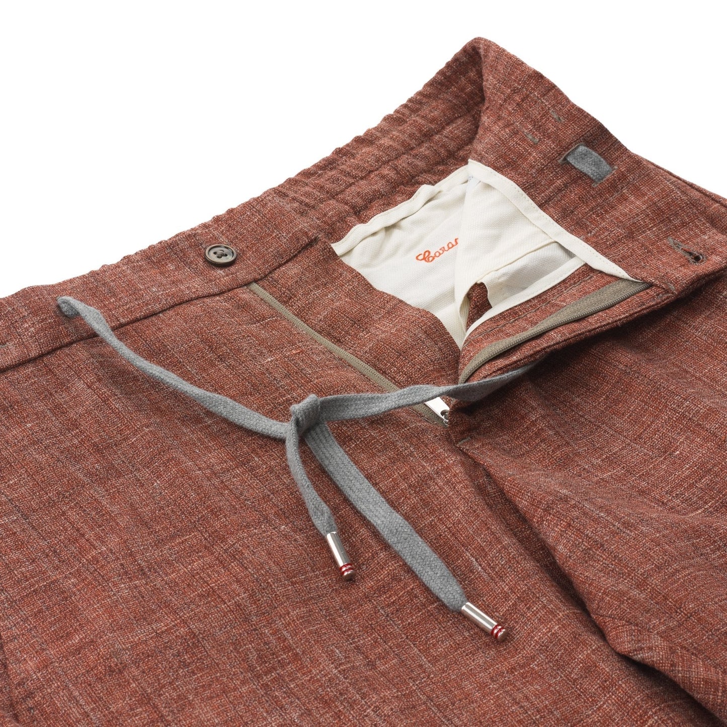 Marco Pescarolo Slim-Fit Bamboo, Silk-Blend Trousers in Brick Red - SARTALE