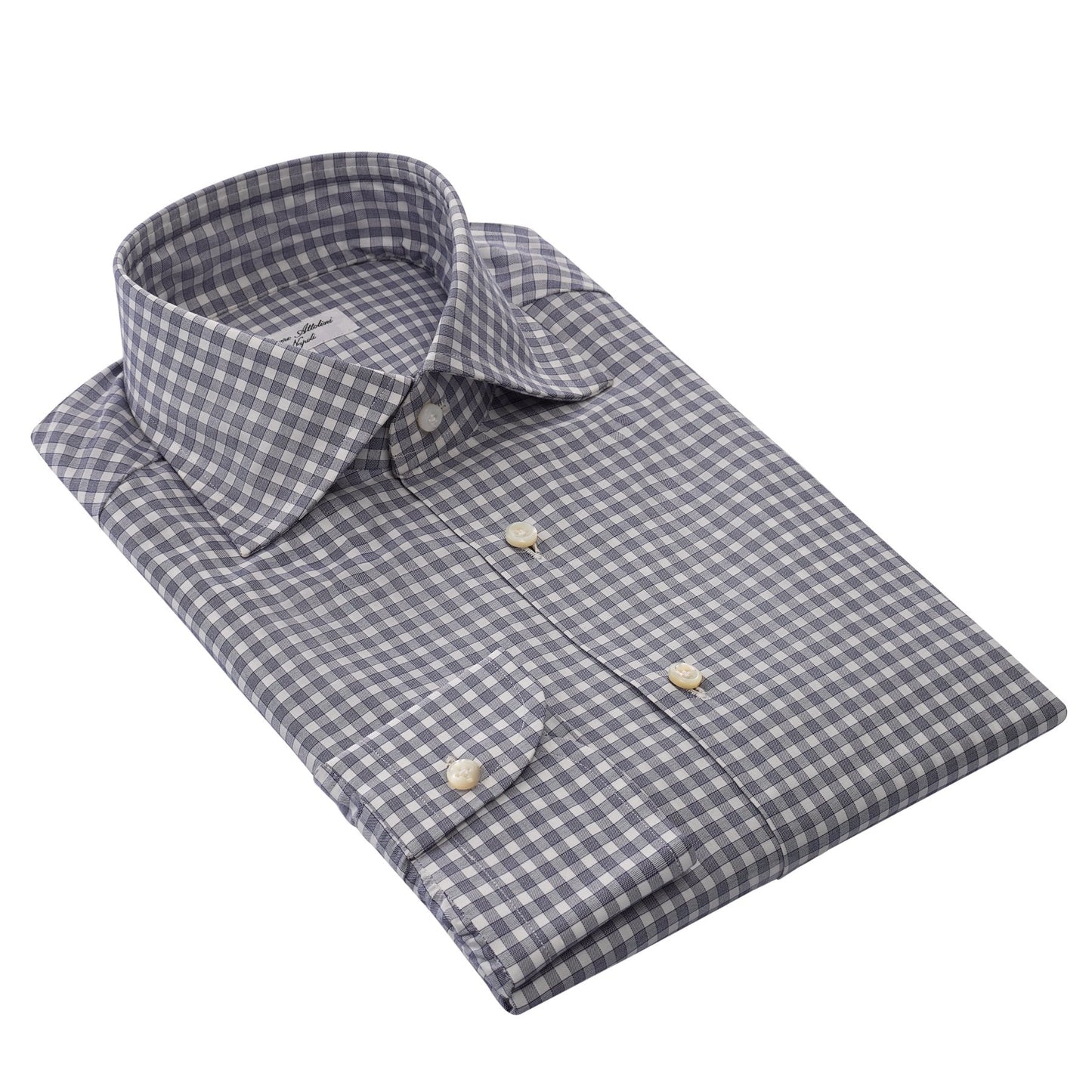 Cesare Attolini Checked Cotton Shirt in White and Blue - SARTALE