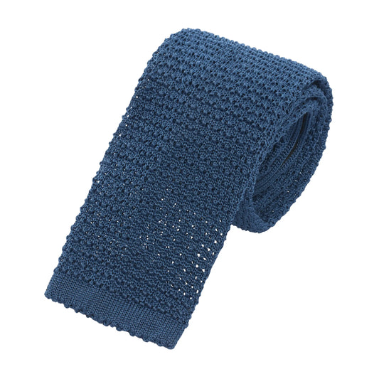 Knitted Silk Tie in Blue