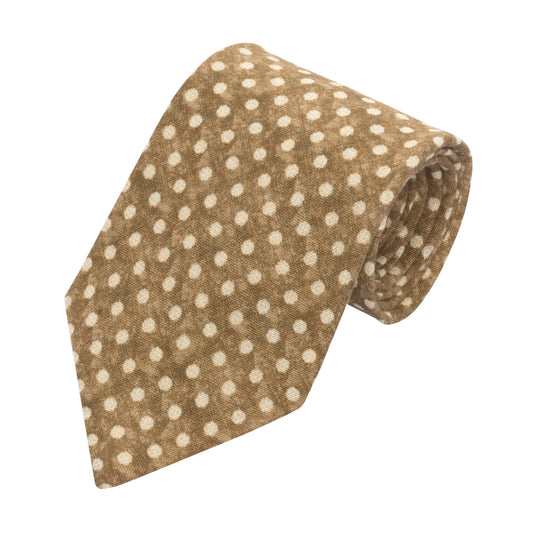 Polka-Dot Linen Brown Tie