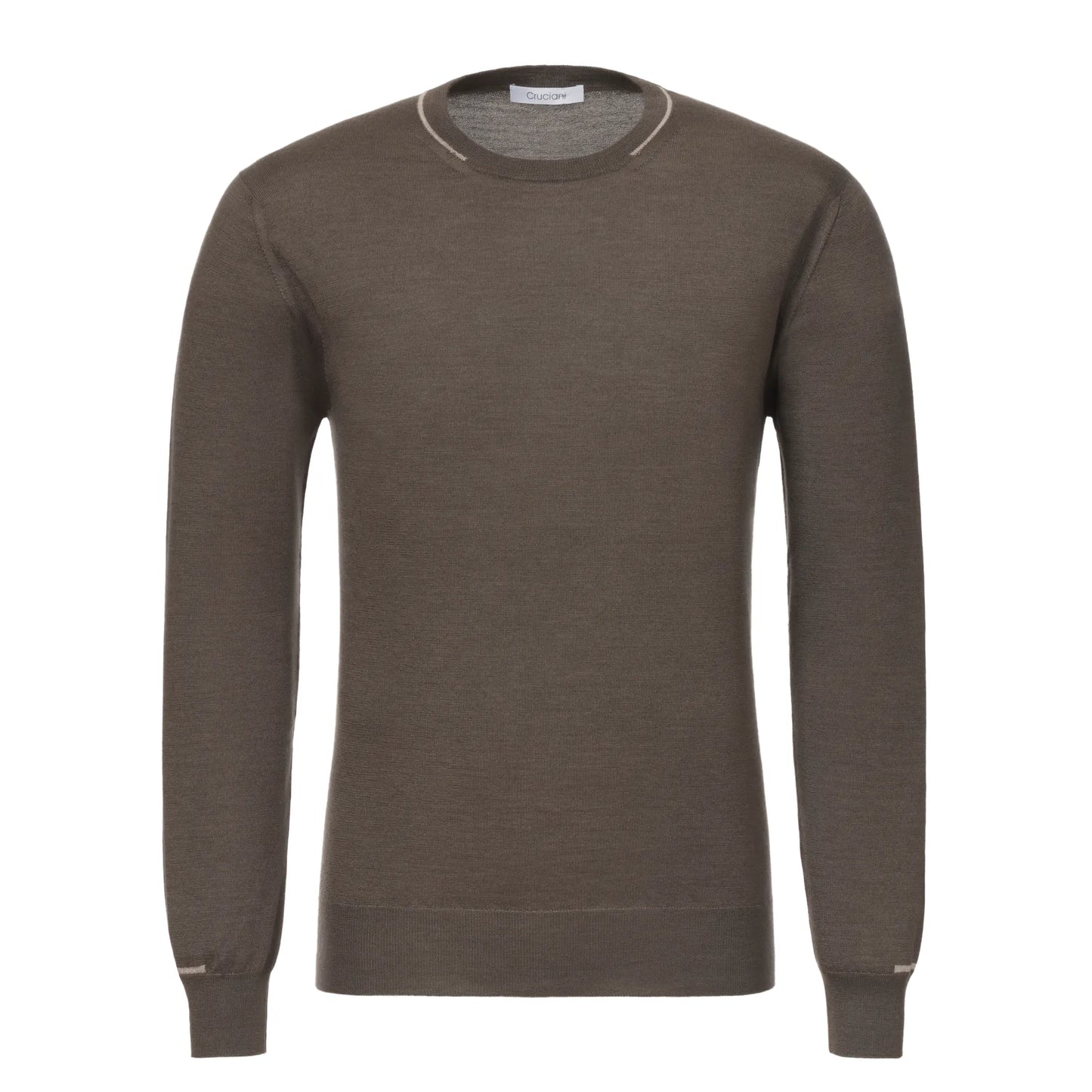 Cashmere Blend Sweater in Earth Brown with White Details