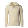 Cruciani Turtleneck Knitted Champagne Sweater with Half-Zip - SARTALE