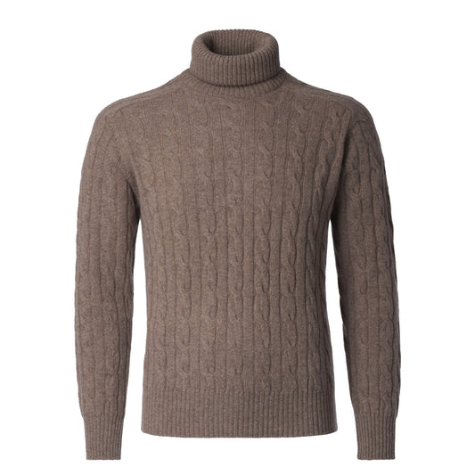 Cruciani Turtleneck Wool and Cashmere-Blend Sweater in Brown - SARTALE