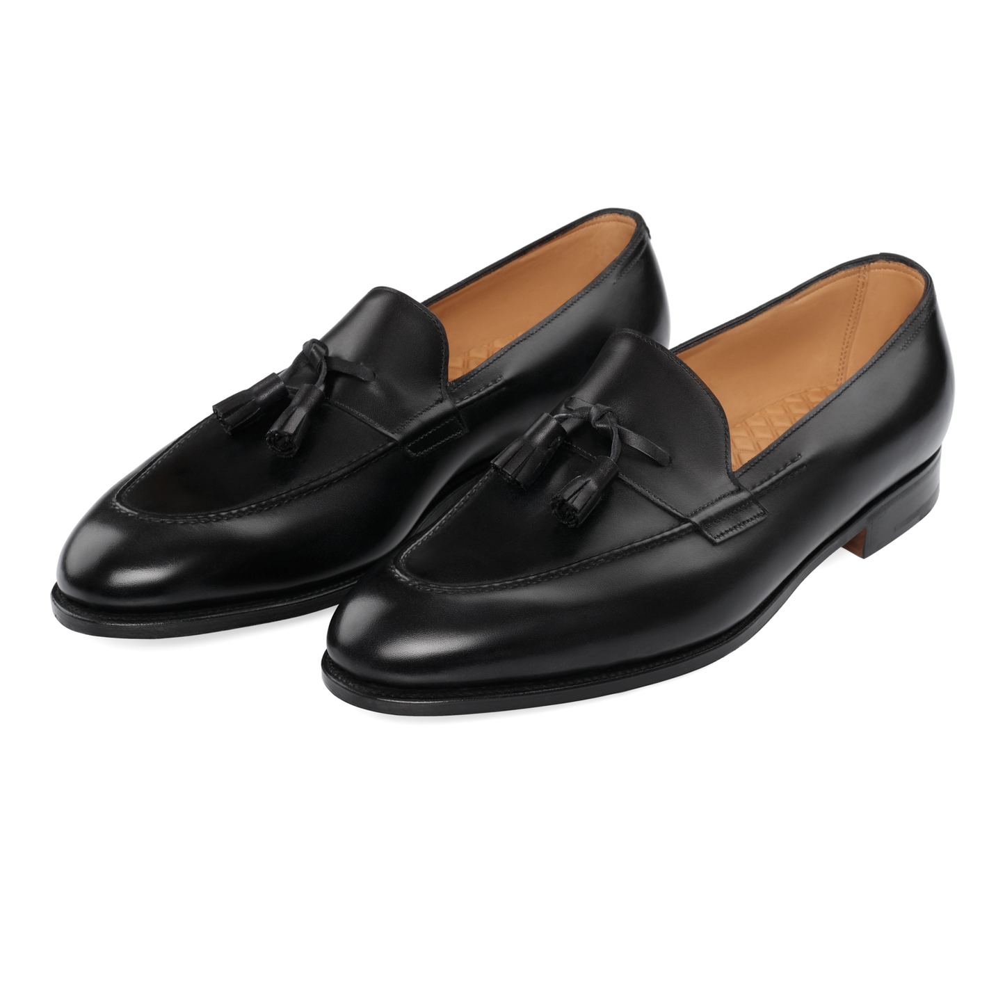 John Lobb "Callington" Leather Loafer with Hand-Stitched Apron in Black - SARTALE