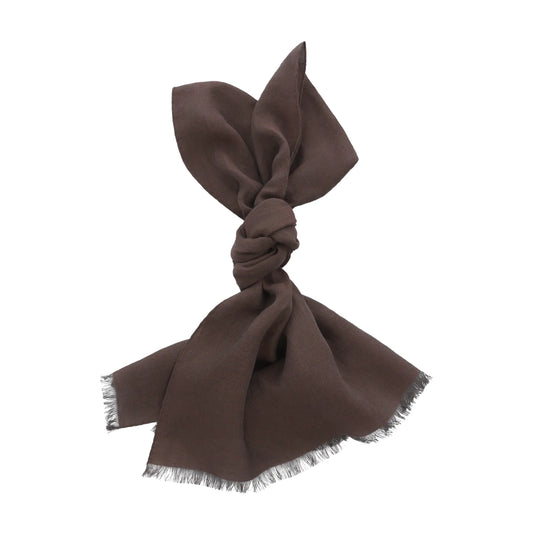 Fringed Linen Scarf in Chocolate Brown