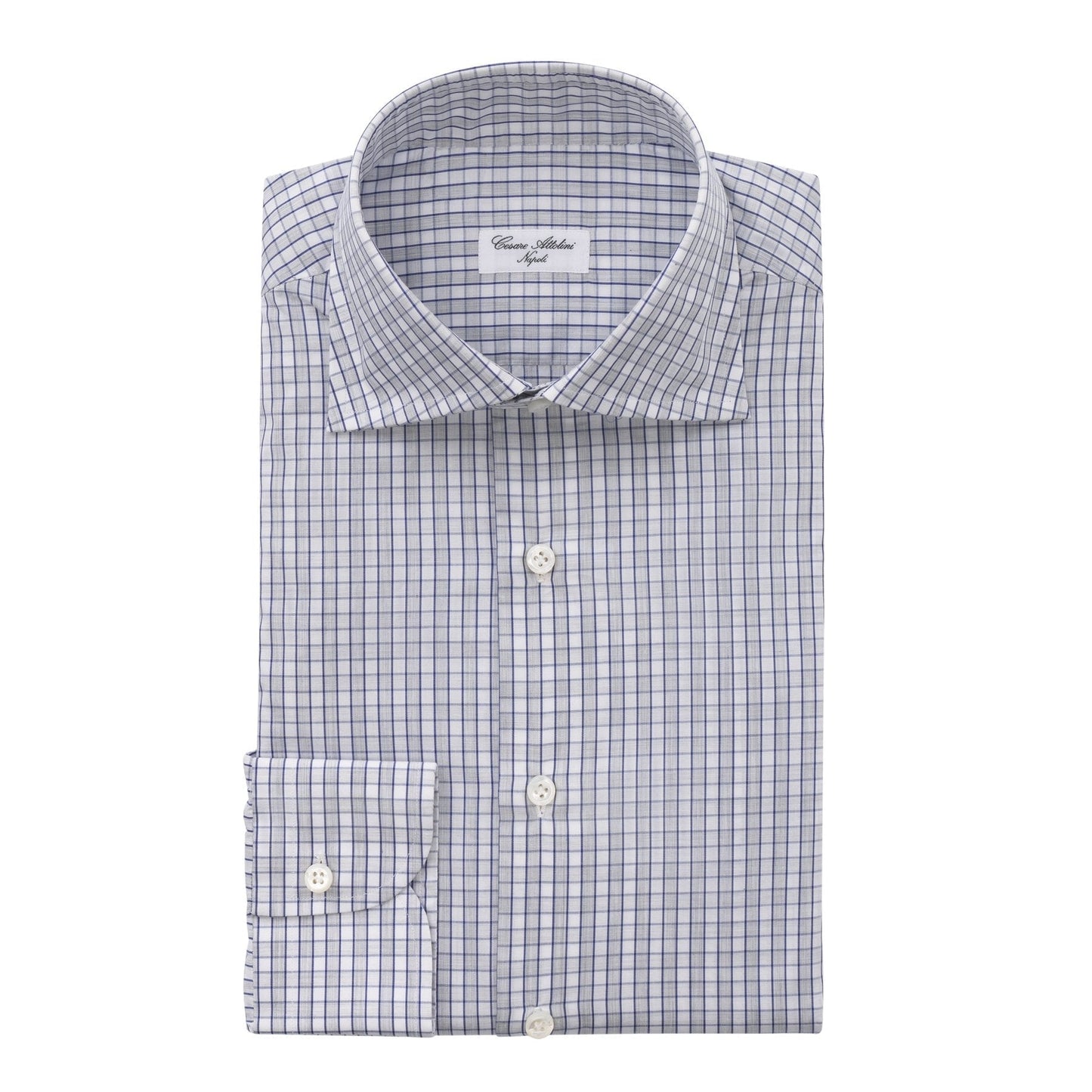 Cesare Attolini Tailored-Fit Checked Cotton Shirt in Light Grey - SARTALE