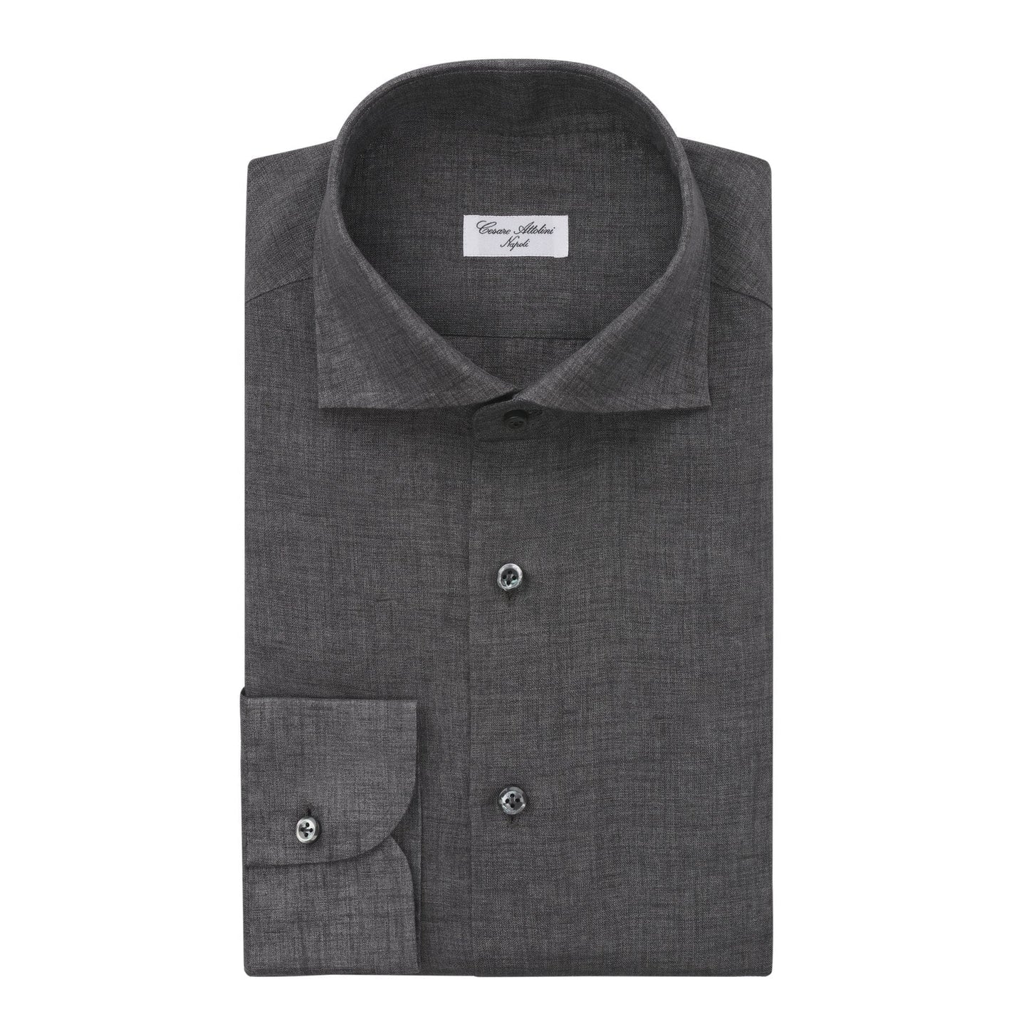 Cesare Attolini Tailored-Fit Linen Shirt in Dark Grey - SARTALE