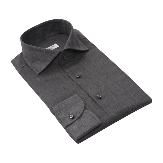 Cesare Attolini Tailored-Fit Linen Shirt in Dark Grey - SARTALE