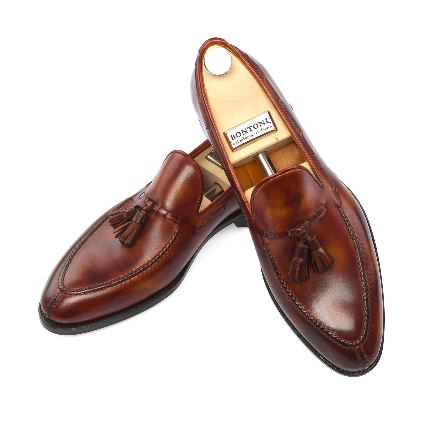 Bontoni "Conte Max" Classic Tassel Loafer with a Hand-Stitched Apron - SARTALE