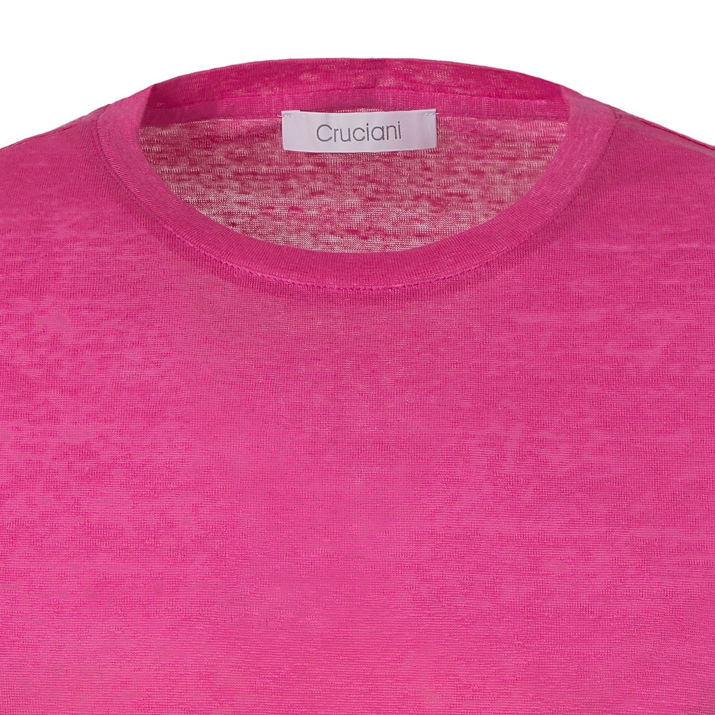 Cruciani Crew-Neck Linen T-Shirt in Neon Pink - SARTALE
