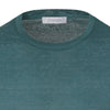 Leinen-T-Shirt mit Rundhalsausschnitt in Grün