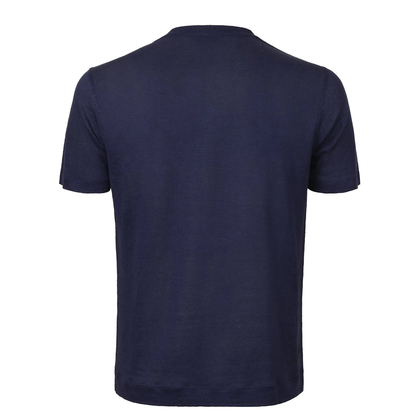 Leinen-T-Shirt mit Rundhalsausschnitt in Blau