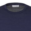 Leinen-T-Shirt mit Rundhalsausschnitt in Blau