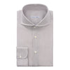 Emanuele Maffeis Bengal-Stripe Cotton Brown Shirt with Shark Collar - SARTALE