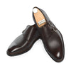 «Diamante» Double-Buckle Pebble Grain Leather Monk Shoes in Black