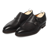 «Diamante» Double-Buckle Pebble Grain Leather Monk Shoes in Black