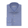 Emanuele Maffeis Checked Cotton Blue Shirt with Cutaway Collar - SARTALE