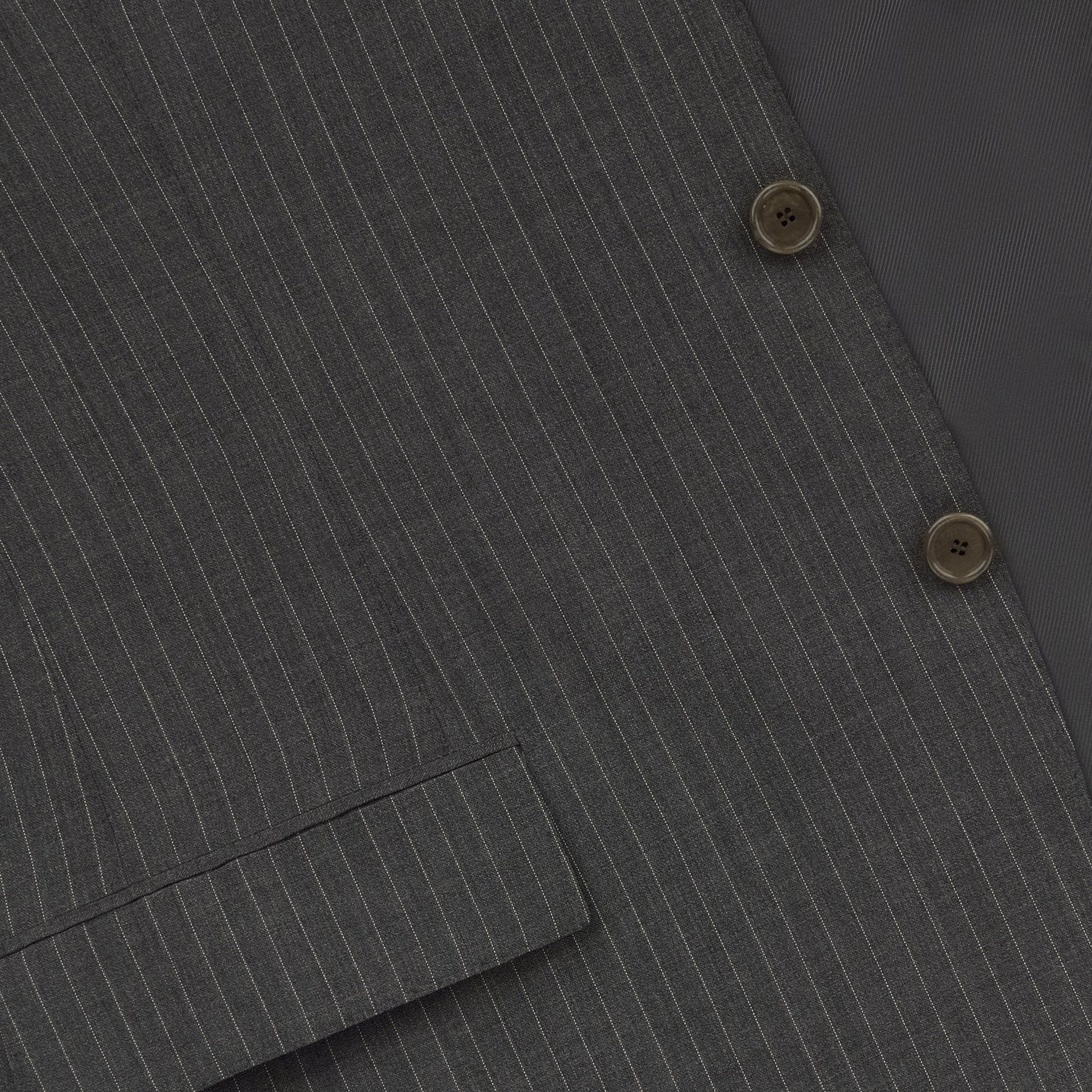 Single-Breasted Striped Wool Suit in Grey