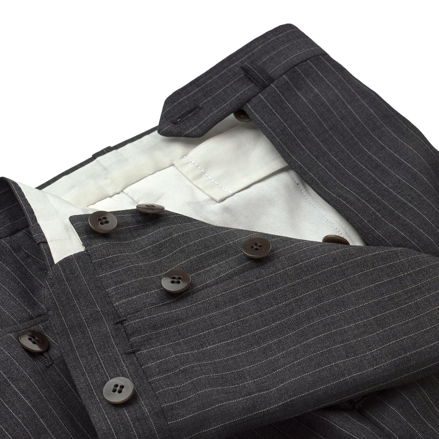 Single-Breasted Striped Wool Suit in Grey Cesare Attolini - Sartale