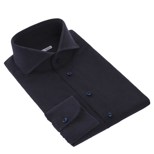 Cotton Velvet Shirt in Dark Blue