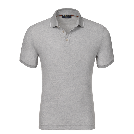 Loro Piana Slim-Fit Stretch-Cotton Polo Shirt in Light Grey Mottled - SARTALE