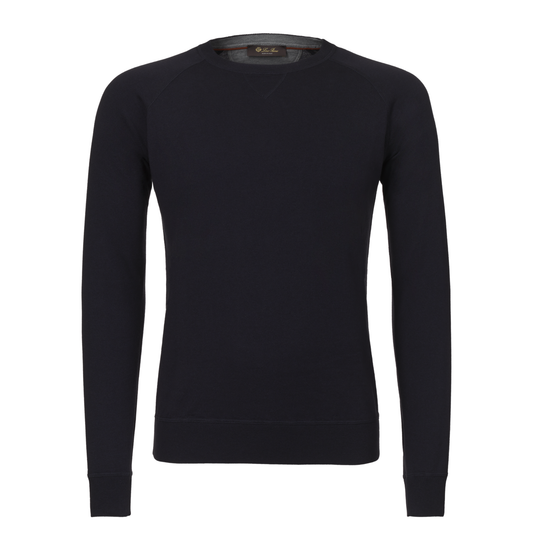 Cashmer and Silk Crew Neck Sweater in Blue
