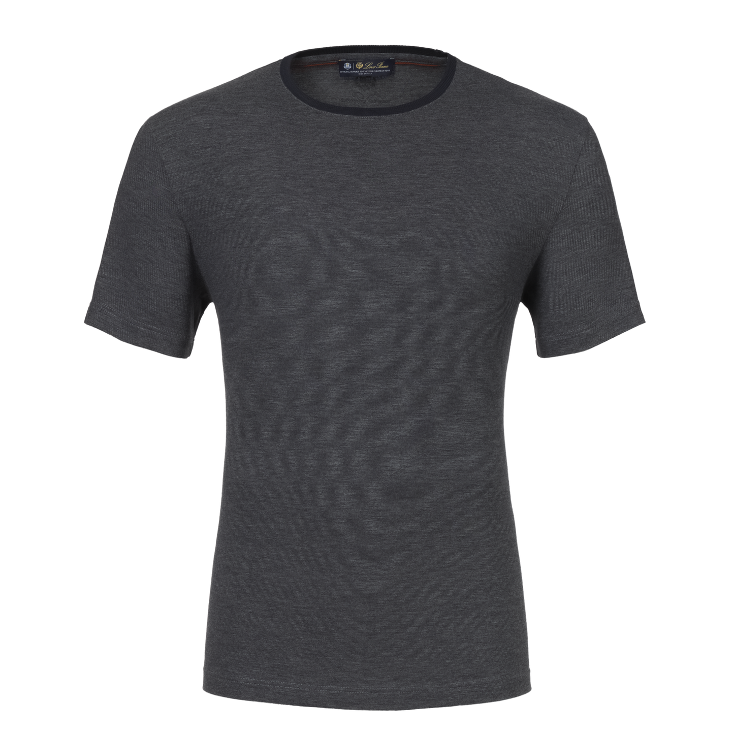 Crew-Neck Stretch-Cotton T-Shirt in Dark Blue Mottled