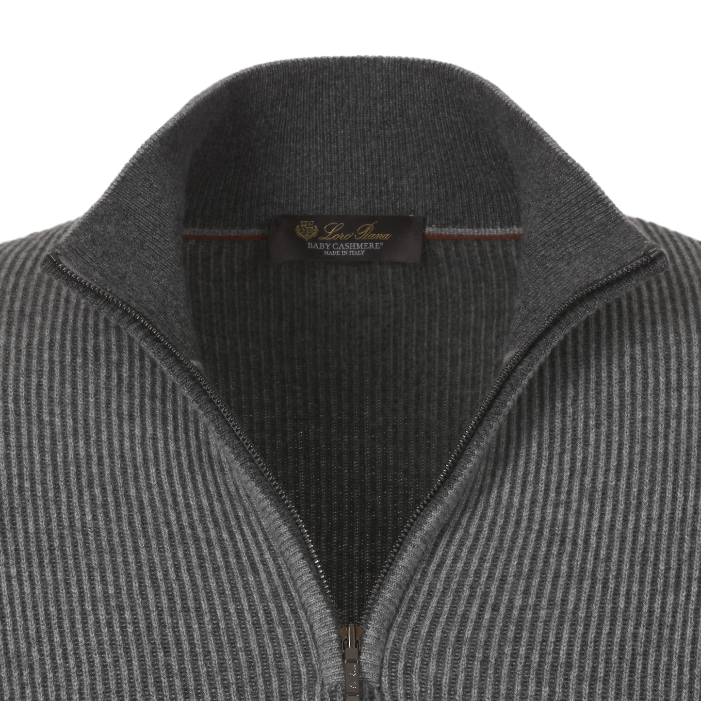 Ribbed Knitted Cashmere Sweater in Grey