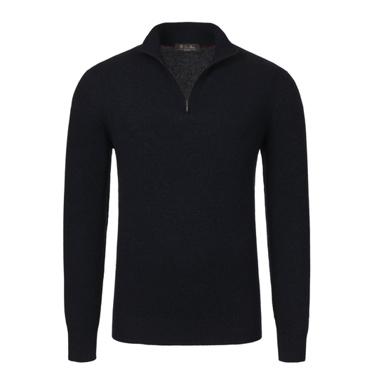 Cashmere and Silk-Blend Knitted Sweater in Dark Blue