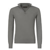 Cotton and Silk-Blend Half-Zip Sweater in Light Grey