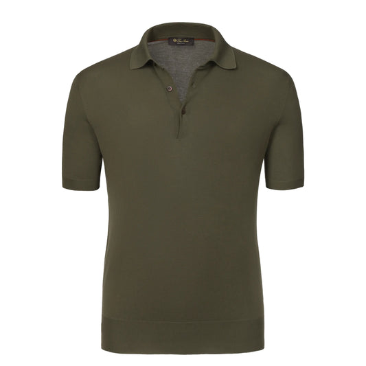 Cotton Polo Shirt in Olive Green