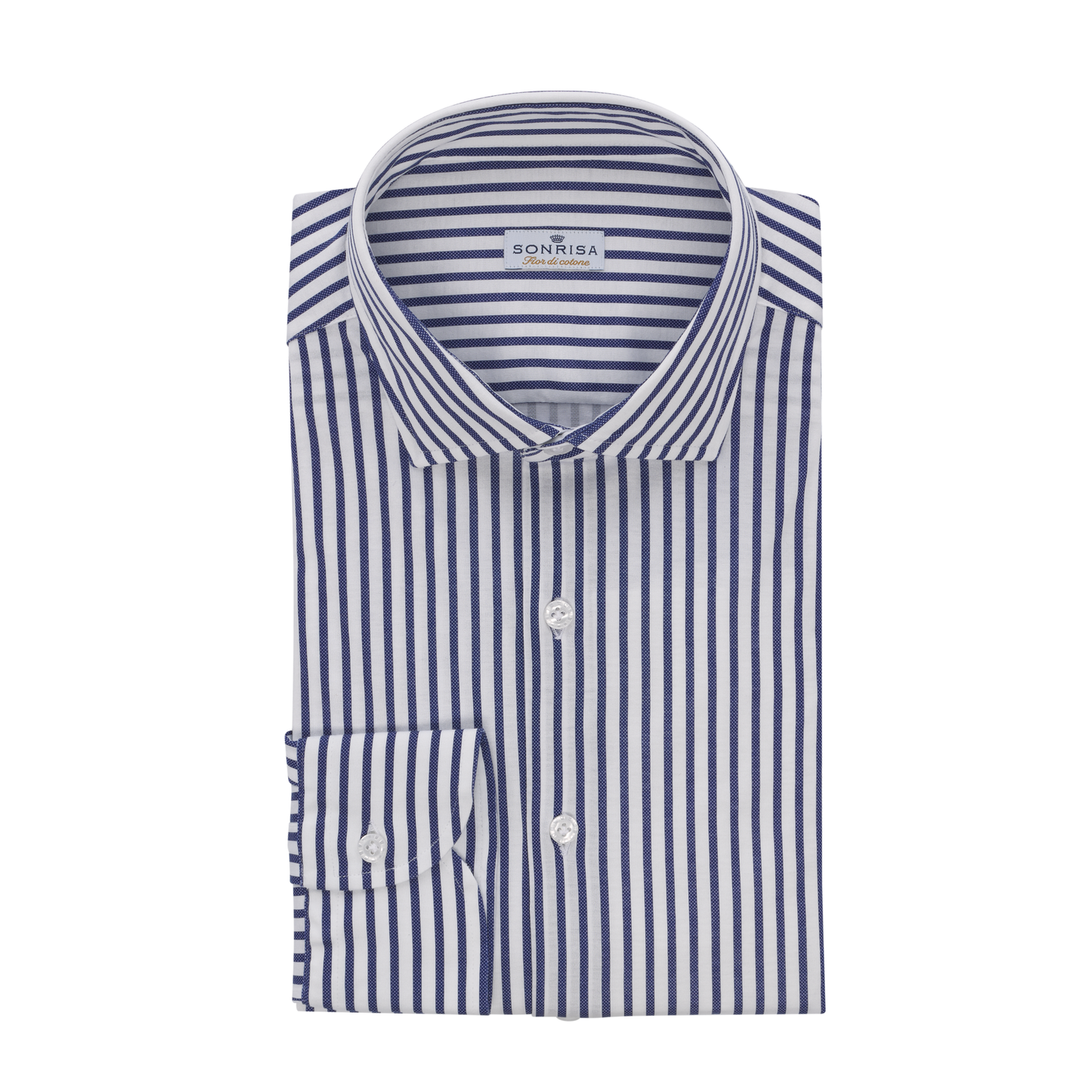 Cotton-Jersey Striped Shirt in White and Blue