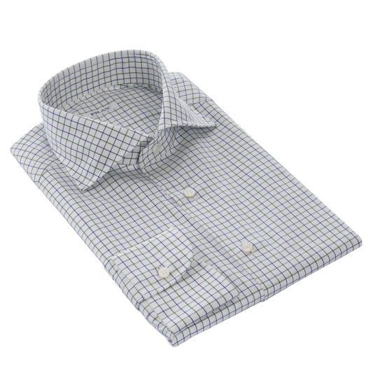 Checked White Shirt with Cutaway Collar
