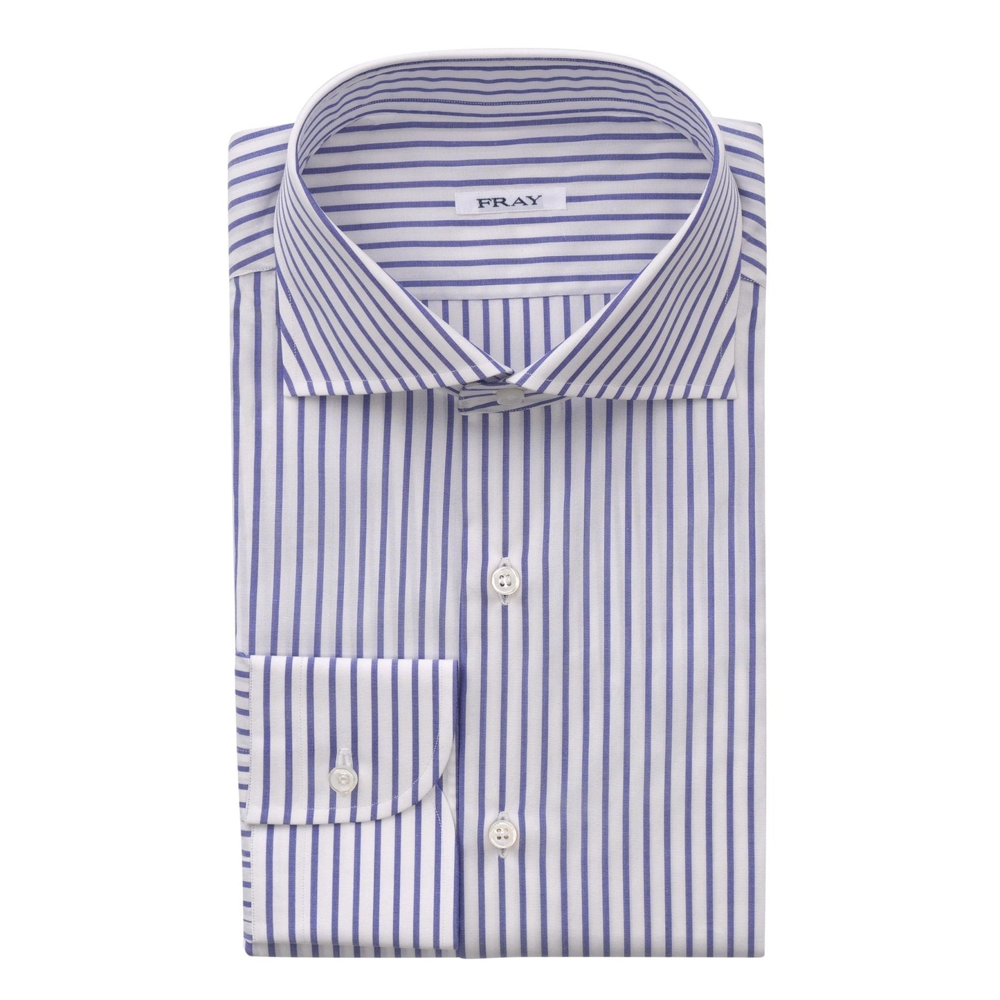 Fray Cotton Striped Shirt in White and Blue - SARTALE