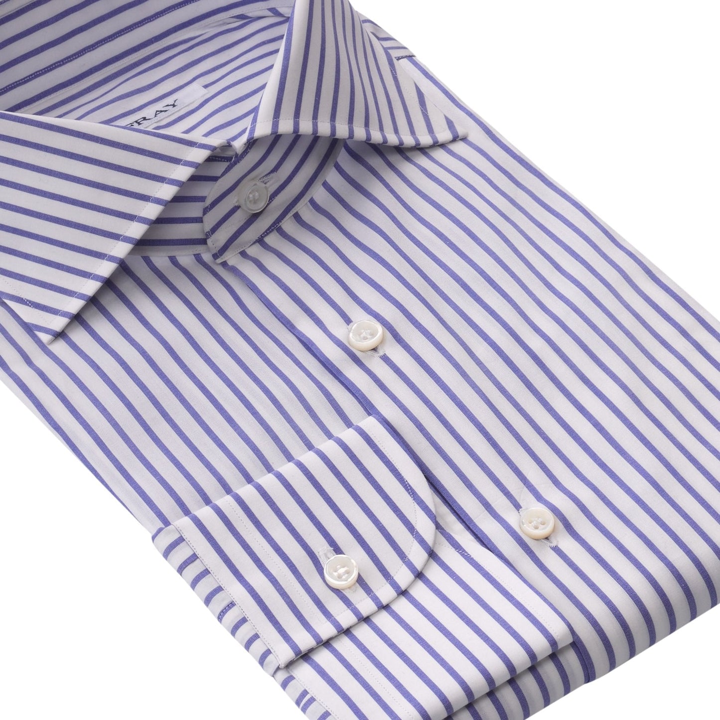 Fray Cotton Striped Shirt in White and Blue - SARTALE