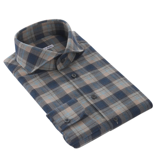 Checked Multicolor Shirt with Shark Collar