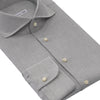 Emanuele Maffeis Finest Cotton Herringbone Light Grey Shirt with Shark Collar - SARTALE