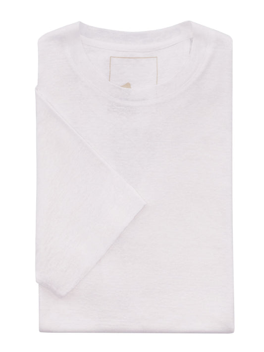 Marco Pescarolo Crew-Neck Linen T-Shirt in White - SARTALE
