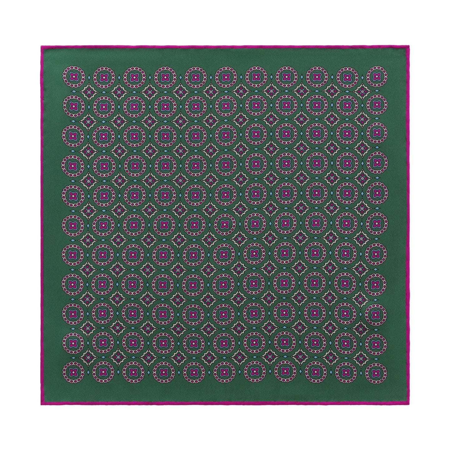 Printed Silk Pocket Square in Green