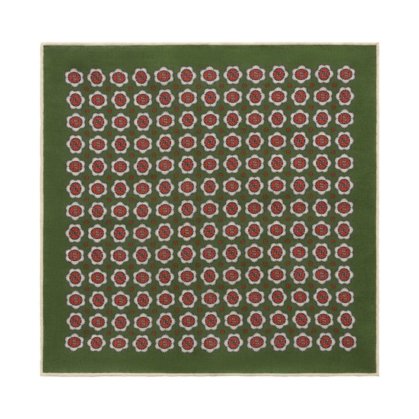 Printed Linen Pocket Square in Green